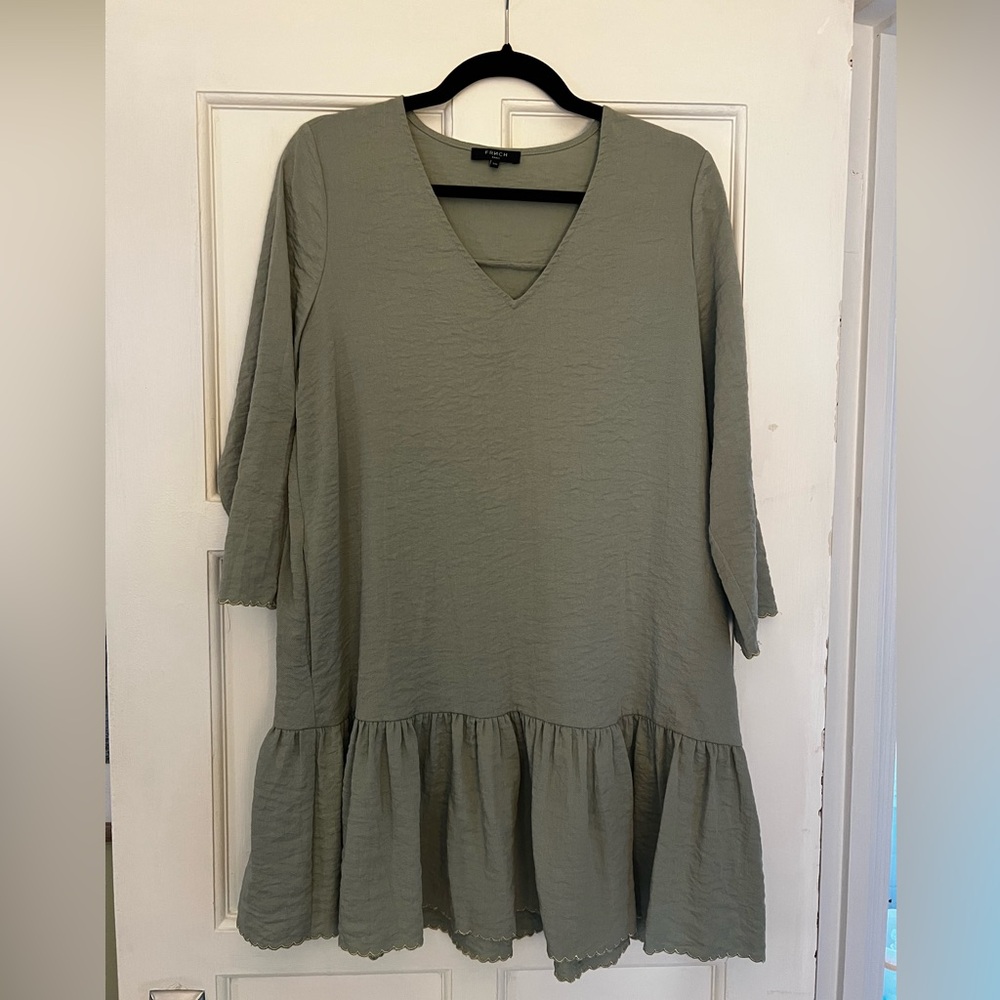 Blue Green V-Neck Women's Mini Dress